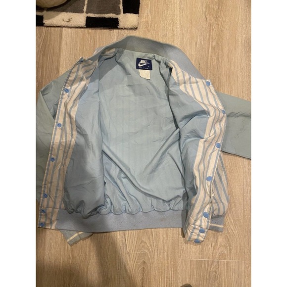Vintage 80s Nike Blue Tag Sports Jacket Embroidered Blue White Mens Medium RARE - Picture 6 of 9
